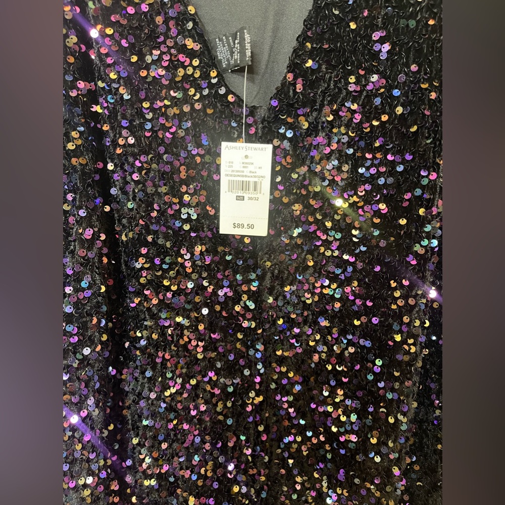ASHLEY STEWART SEQUIN EMBELLISHED DRESS
